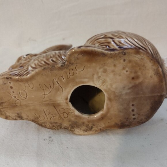 LOT OF 2 – Brown Ceramic Bunny Figurine and Floral Bunny  Serving Plate - Picture 9 of 9